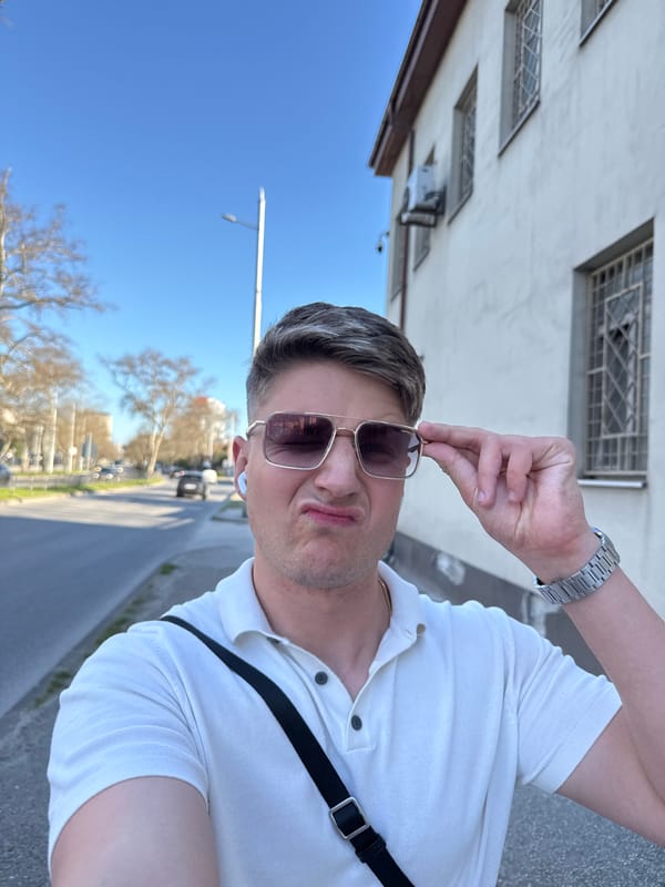 Man takes selfie on sunny day in Plovdiv