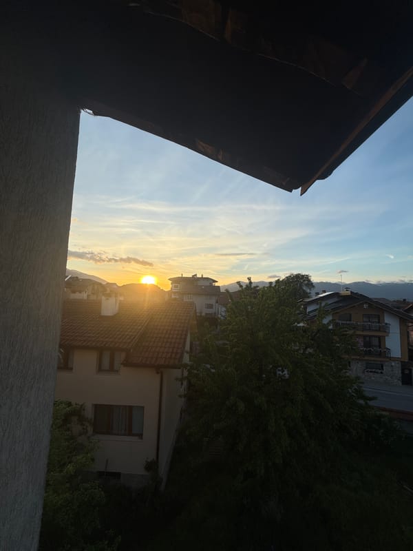 Sunset observed from elevated position in Bansko, Bulgaria