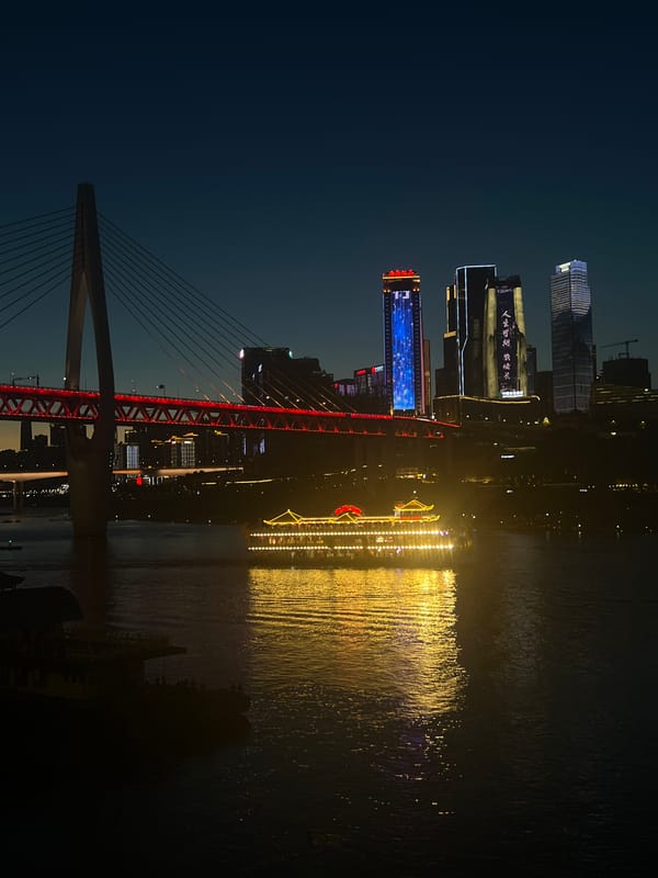 Chongqing's Yuzhong waterfront lit up along the Yangtze at night