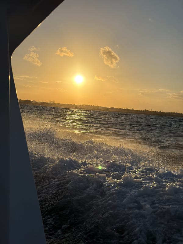 Golden sunset from a boat off the Bali coast
