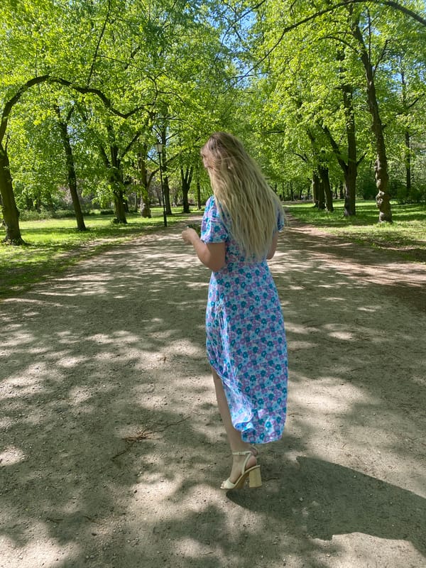 Morning park stroll captured in Łódź, Poland