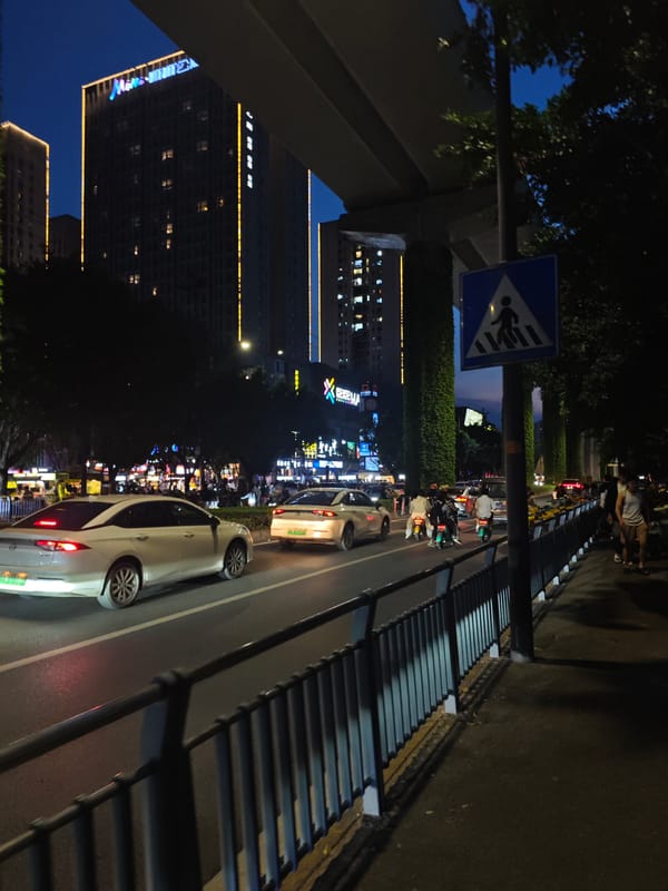 People gather on elevated platform in Chongqing High-tech Zone
