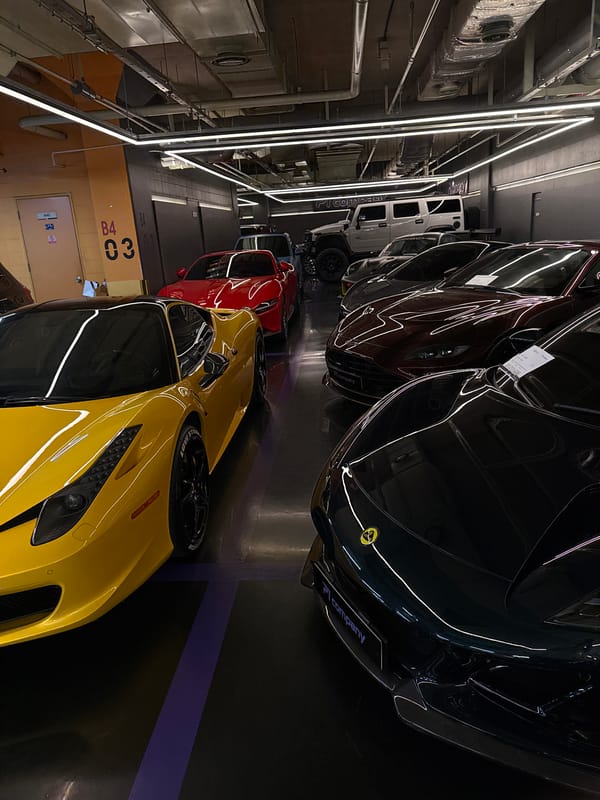 Luxury car collection spotted in Seoul underground garage
