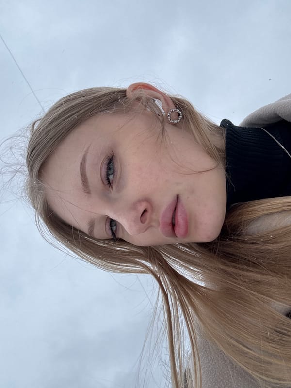 Woman takes winter selfies in snowy Perm, Russia