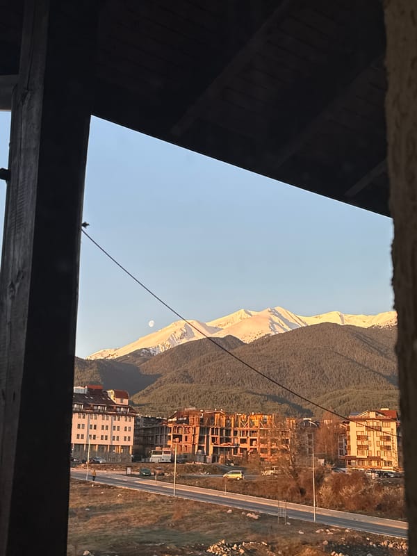 Morning view captured from wooden structure in Bansko, Bulgaria