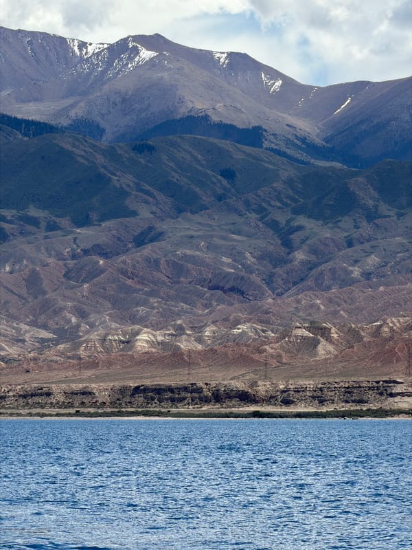 Scenic lake views documented near Tong, Kyrgyzstan