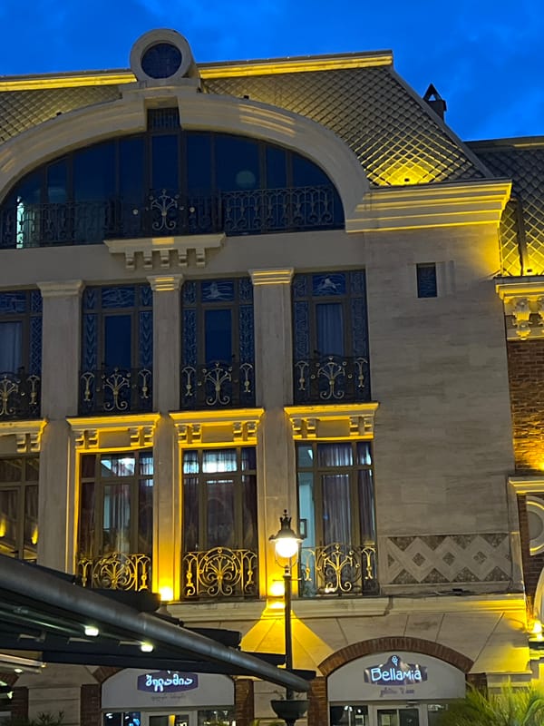 Evening architectural photography session documented in Batumi, Georgia