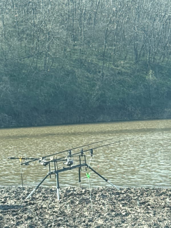 Morning fishing setup observed along calm waters near Svetlina