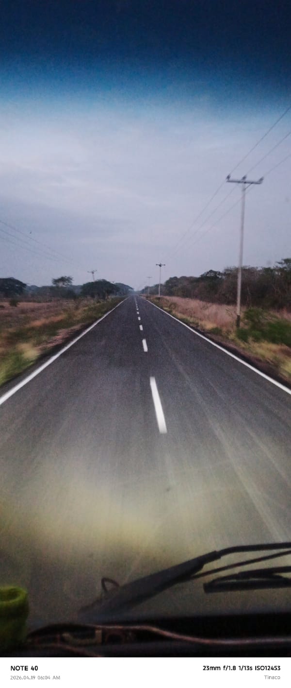 Paved road with lane markings documented in Cano Negro
