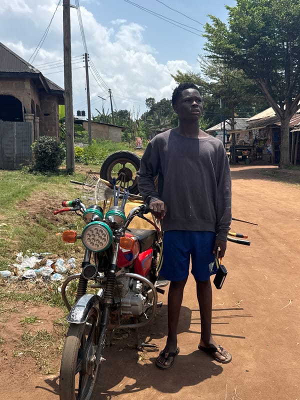 Man with motorcycle observed in Nsirimo under clear skies