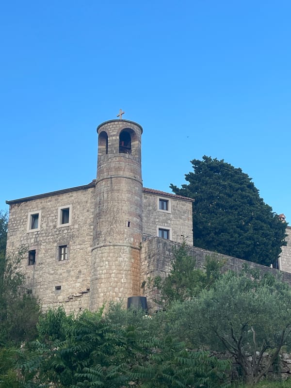 Podostrog Monastery stone bell tower documented in Montenegro