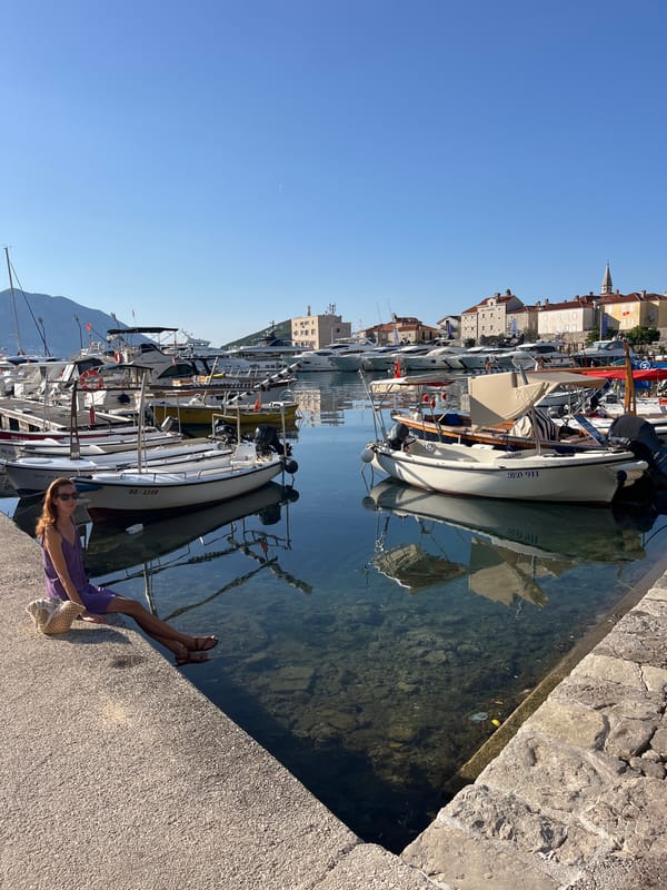 Morning documentation of Budva marina and surrounding areas
