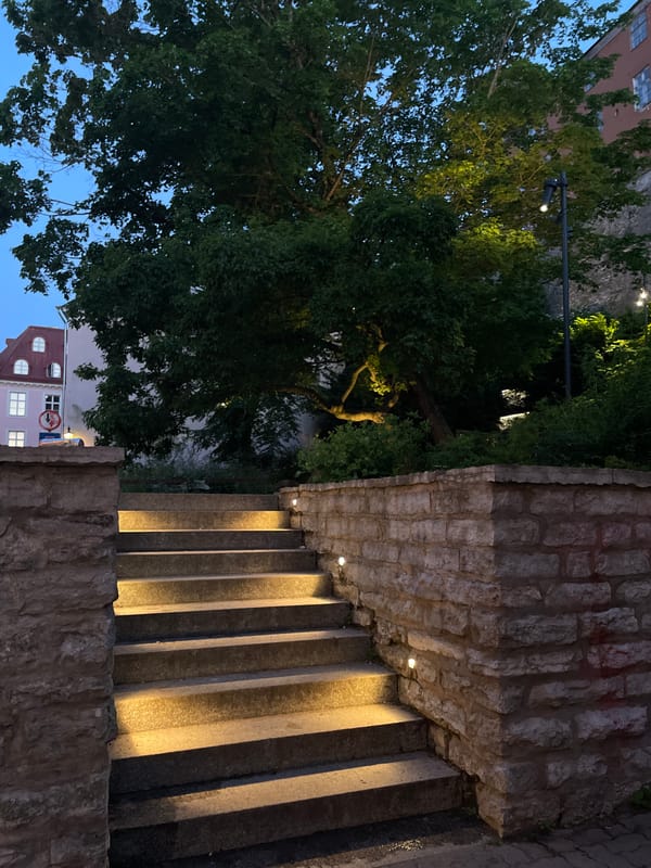 Tallinn Old Town at golden hour on midsummer night