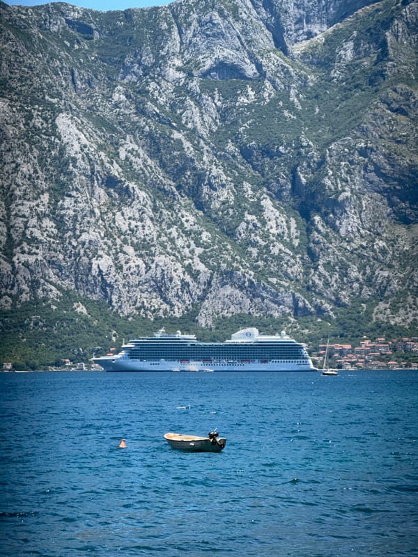 Cruise ship passing through Bay of Kotor, Montenegro