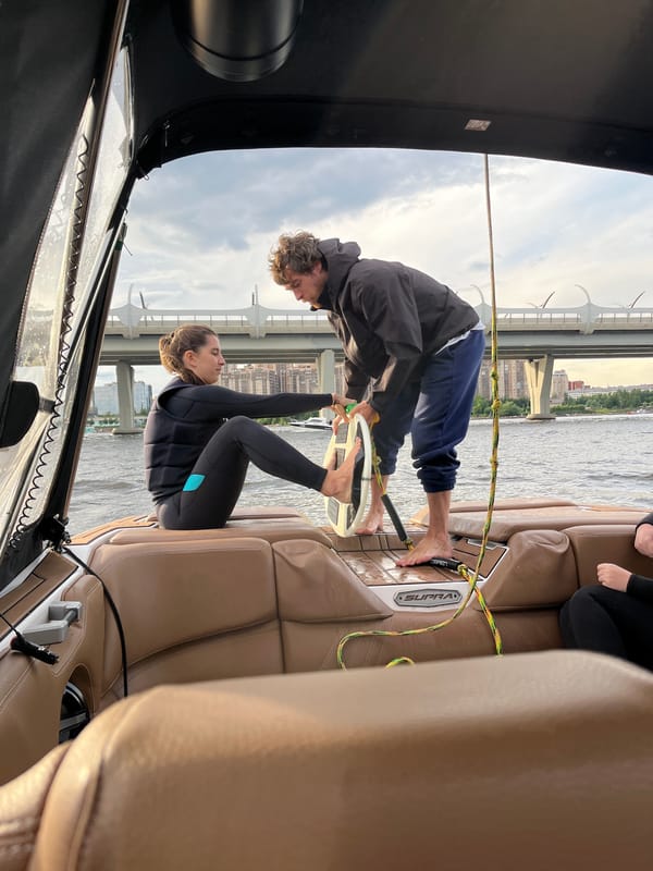 Wakeboarding session on Saint Petersburg's waterways