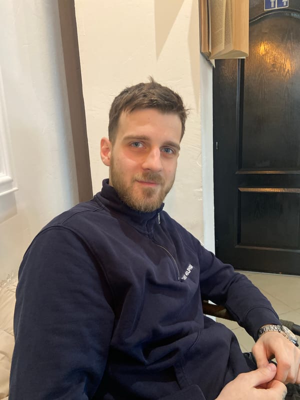 Man enjoys coffee break at Kraljevo cafe