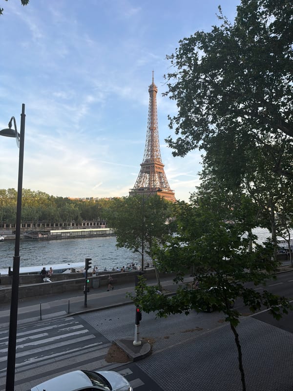Eiffel Tower viewed from multiple angles near Seine River