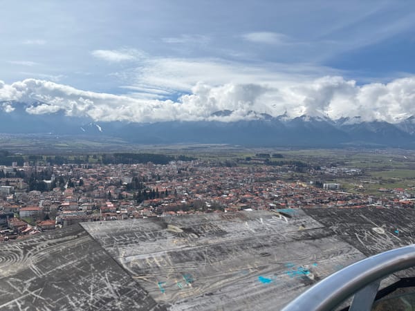 Elevated panoramic view captured of Razlog, Bulgaria