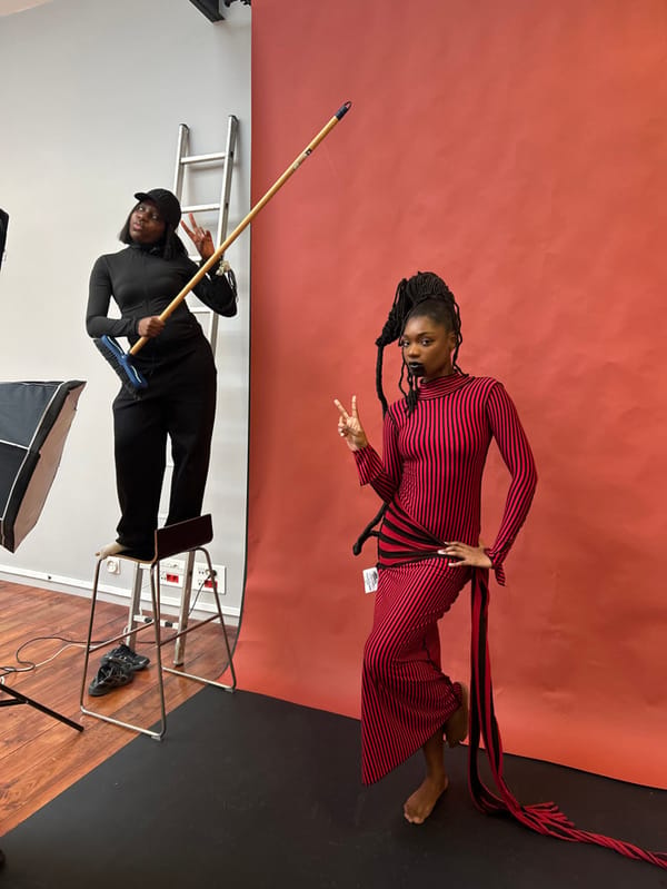 Fashion photo shoot documented in Cachan studio Wednesday afternoon