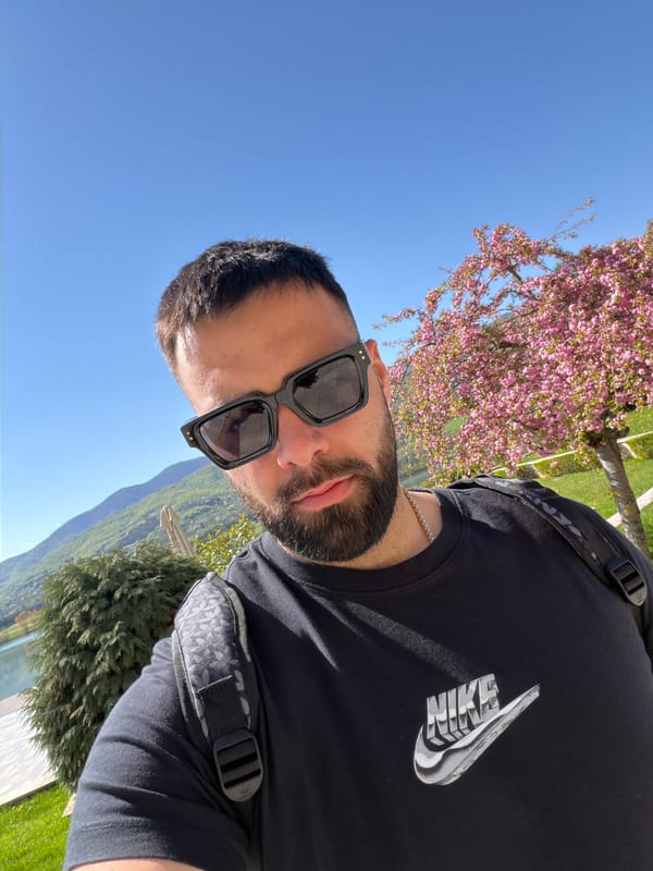 Man enjoys sunny spring morning in Razliv park