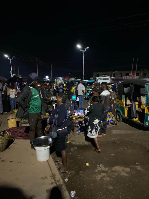 Evening street market activity documented in Bukuru, Nigeria