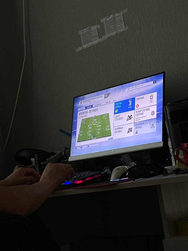 FIFA session and a British Shorthair cat at home in Temirtau
