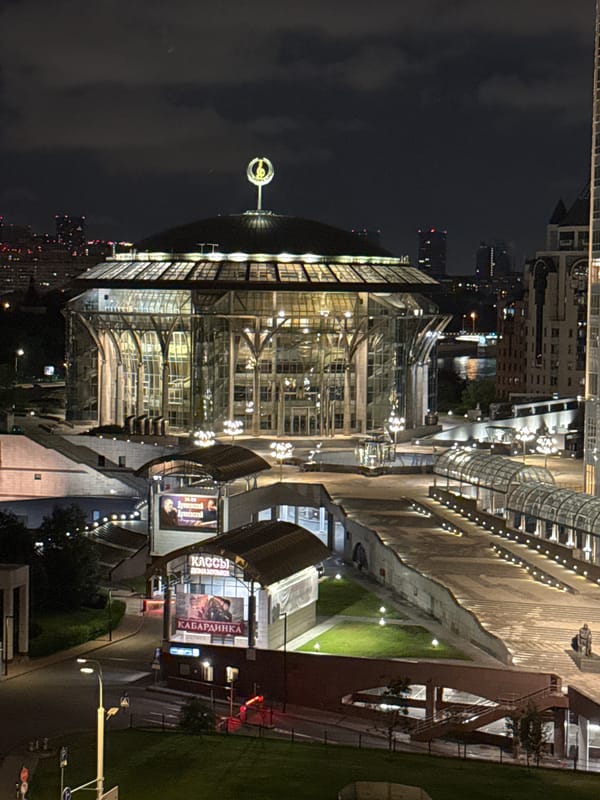 Moscow rooftop night views with city skyline and Swissotel