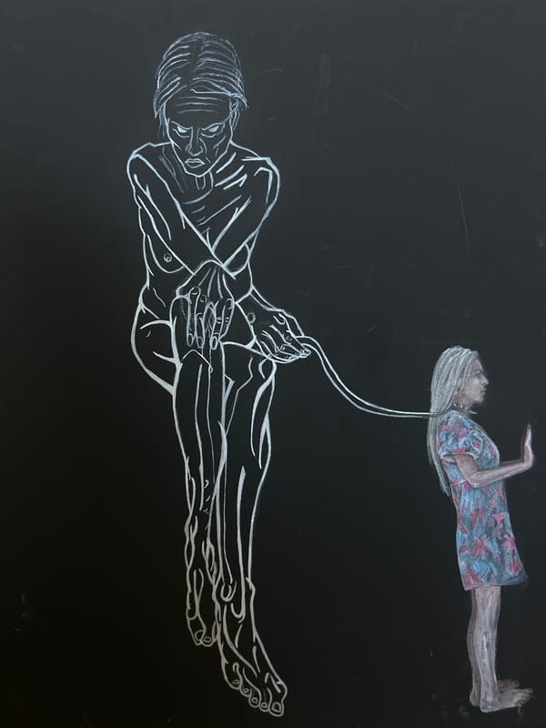 Chalk art featuring contrasting figures documented in Cape Coral