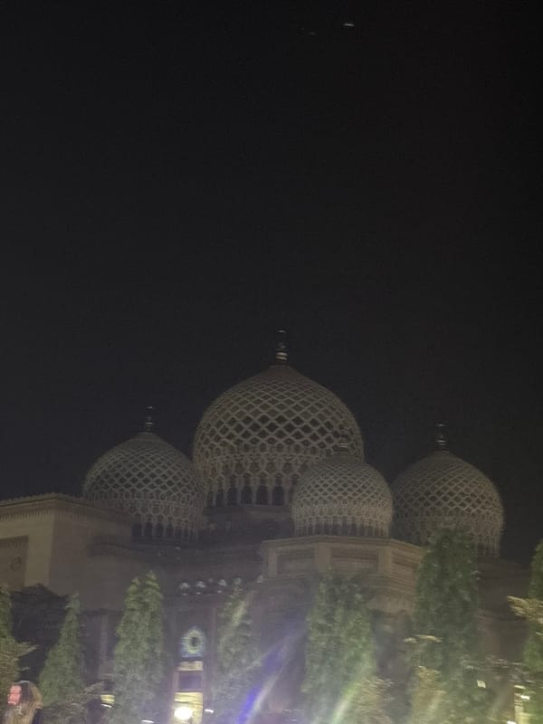 Night market and mosque lights in Lhokseumawe