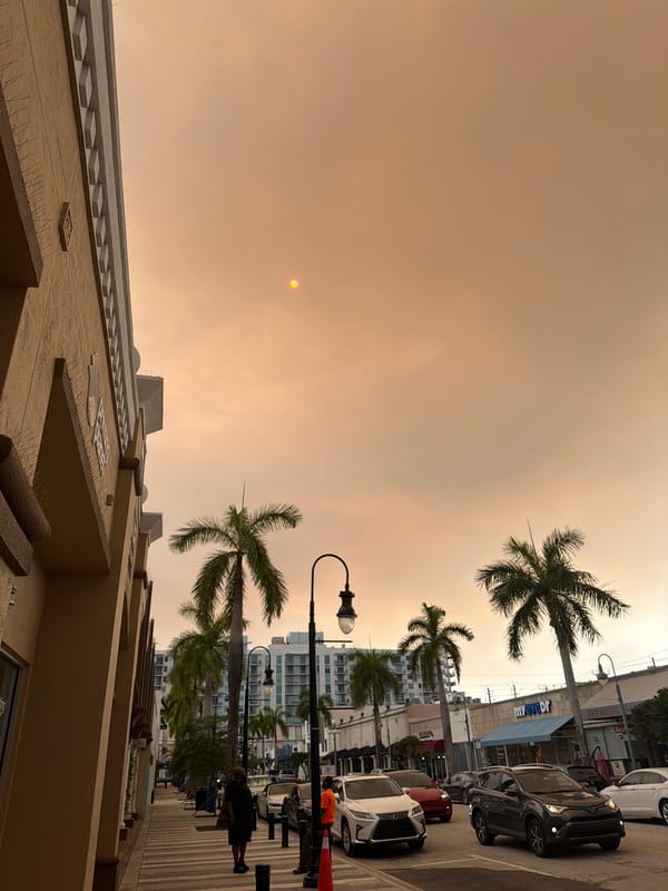 Heavy haze turns Hollywood skies orange at dusk