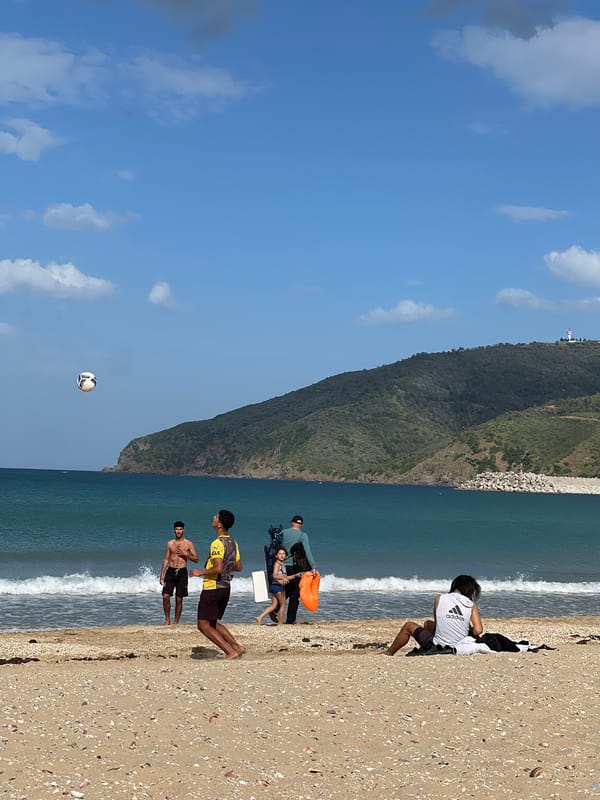 Afternoon beach activities observed at M'Diq, Morocco coastline