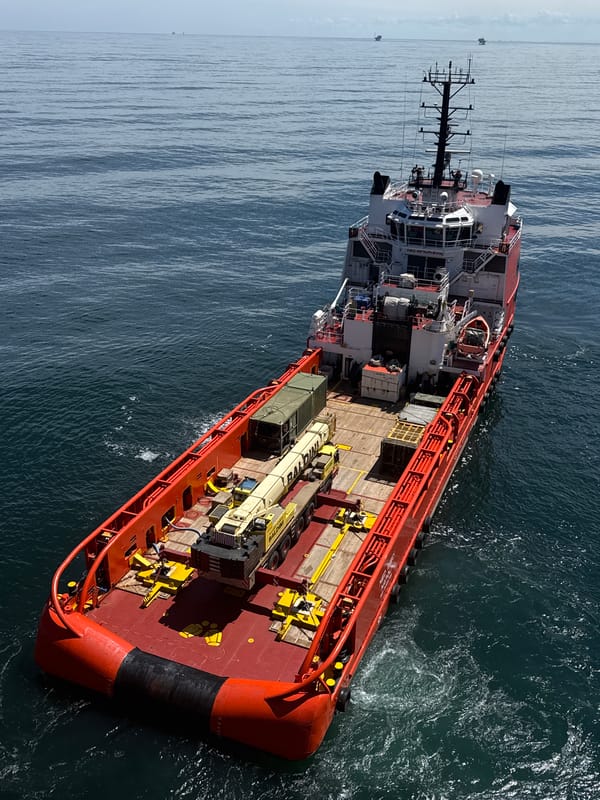 Supply vessel with crane spotted off Italian coast