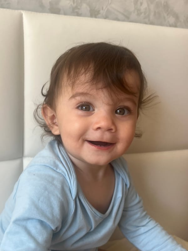 Baby's morning moments captured in Elena, Bulgaria home