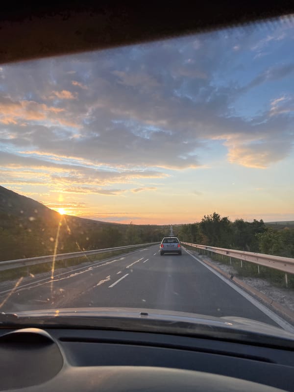 Evening highway drive captured near Asenovgrad, Bulgaria