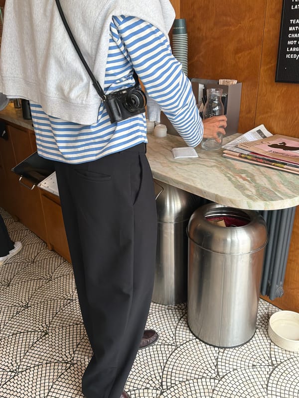 London café patron documents pastries and interior Sunday morning