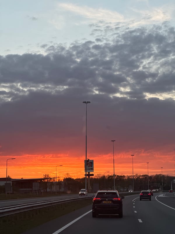 Divided sky sunset captured on Oirschot highway