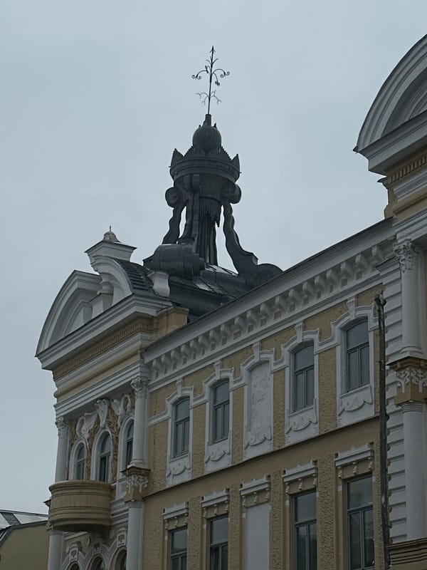 Street architecture and winged sculpture documented in Kazan