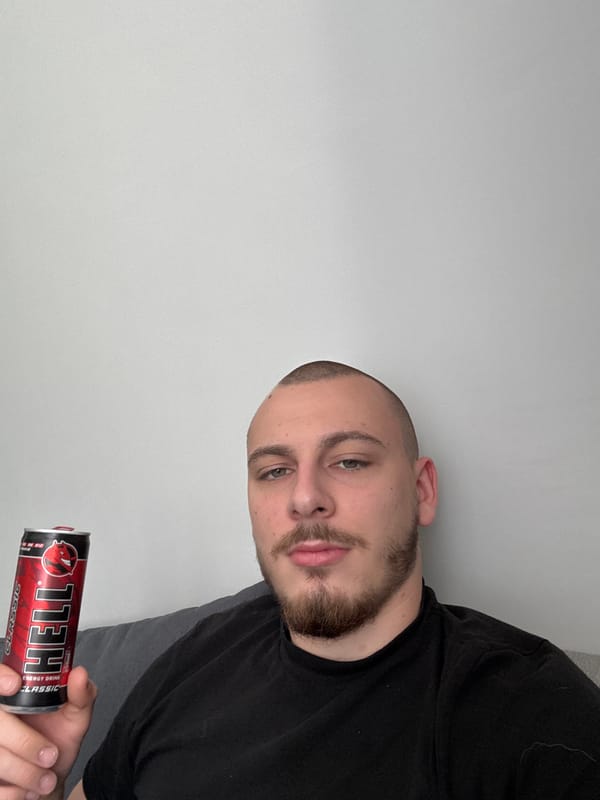 Man with energy drink photographed resting in Stara Zagora