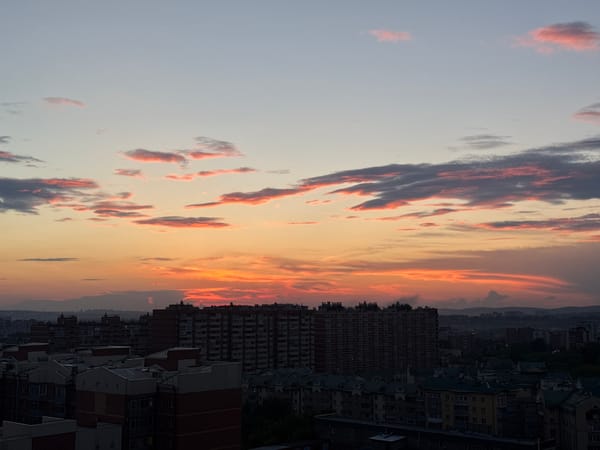 Irkutsk skyline glows in warm sunset colors