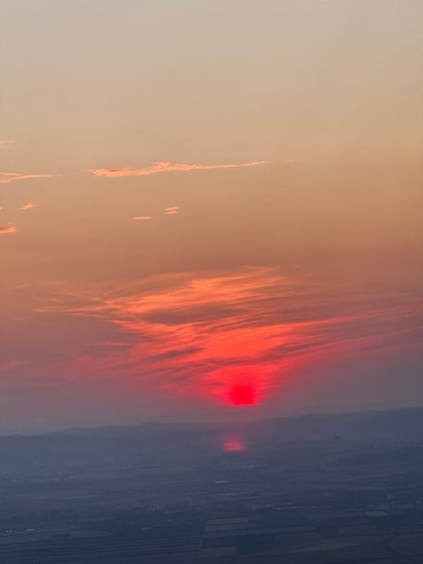 Fiery red sunset over Enzersdorf an der Fischa, Austria