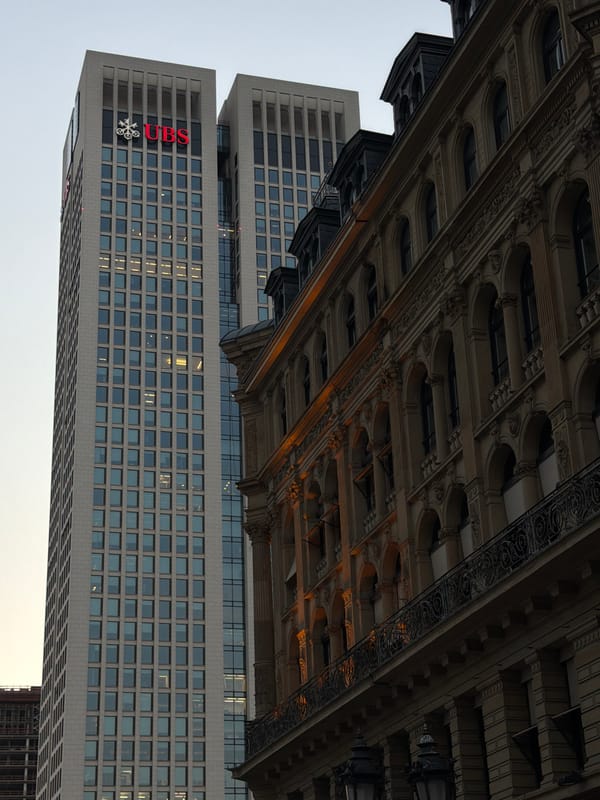 Frankfurt financial district: towers, street-level, and sky