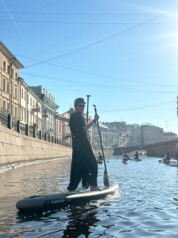 Paddleboarding through Saint Petersburg's historic canal district