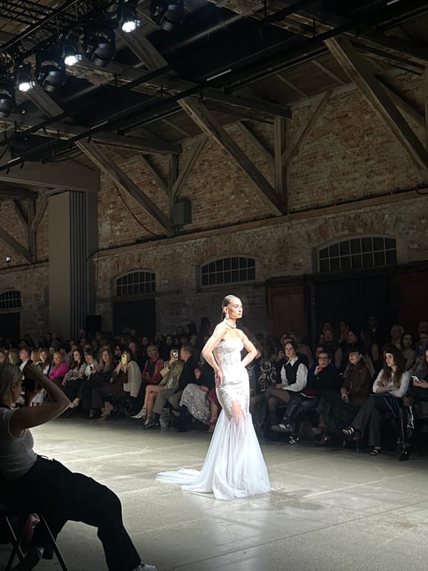 Bridal fashion show held in industrial venue in Riga