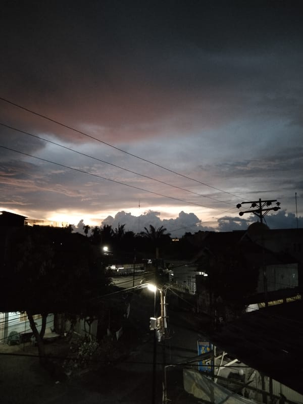 Dramatic sunset storm clouds observed in Bireuenmeunasahdayah, Indonesia