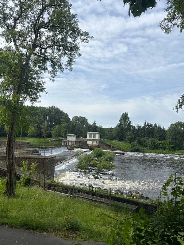 Ems River dam observed operating in Lingen, Germany