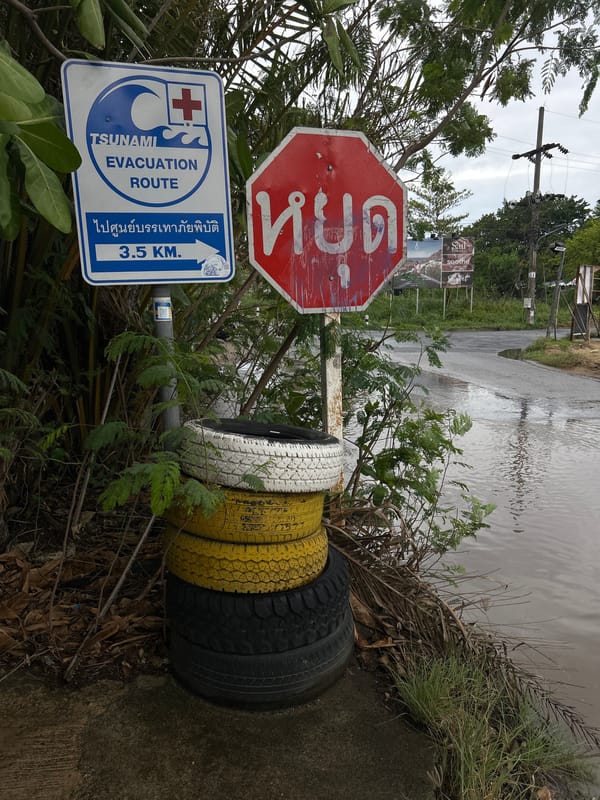 Rainstorm flooding documented in Rawai, Thailand during morning hours