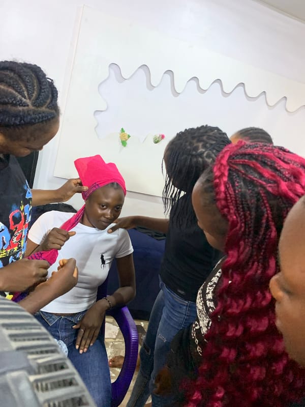Hair salon session documented in Jos, Nigeria