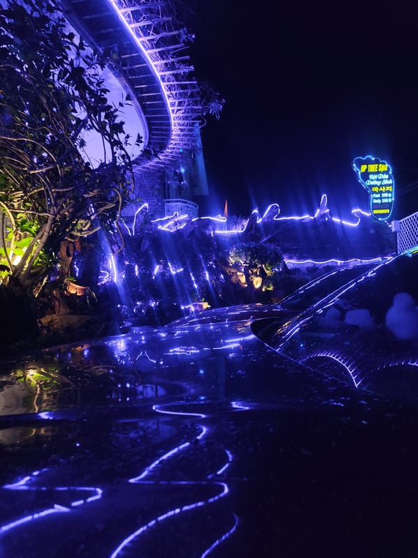 Nighttime tourism venues illuminated across Da Lat, Vietnam