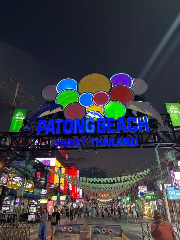 Tourist enjoys matcha drink at Patong Beach, Thailand