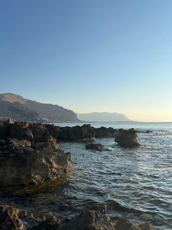 Afternoon hang on the Palermo coastline, rocks and calm sea